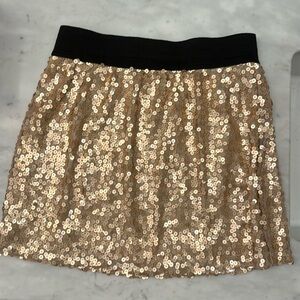 Women’s Gold Sequin Mini Skirt Size S Fully Lined Festival Wear Holiday Party